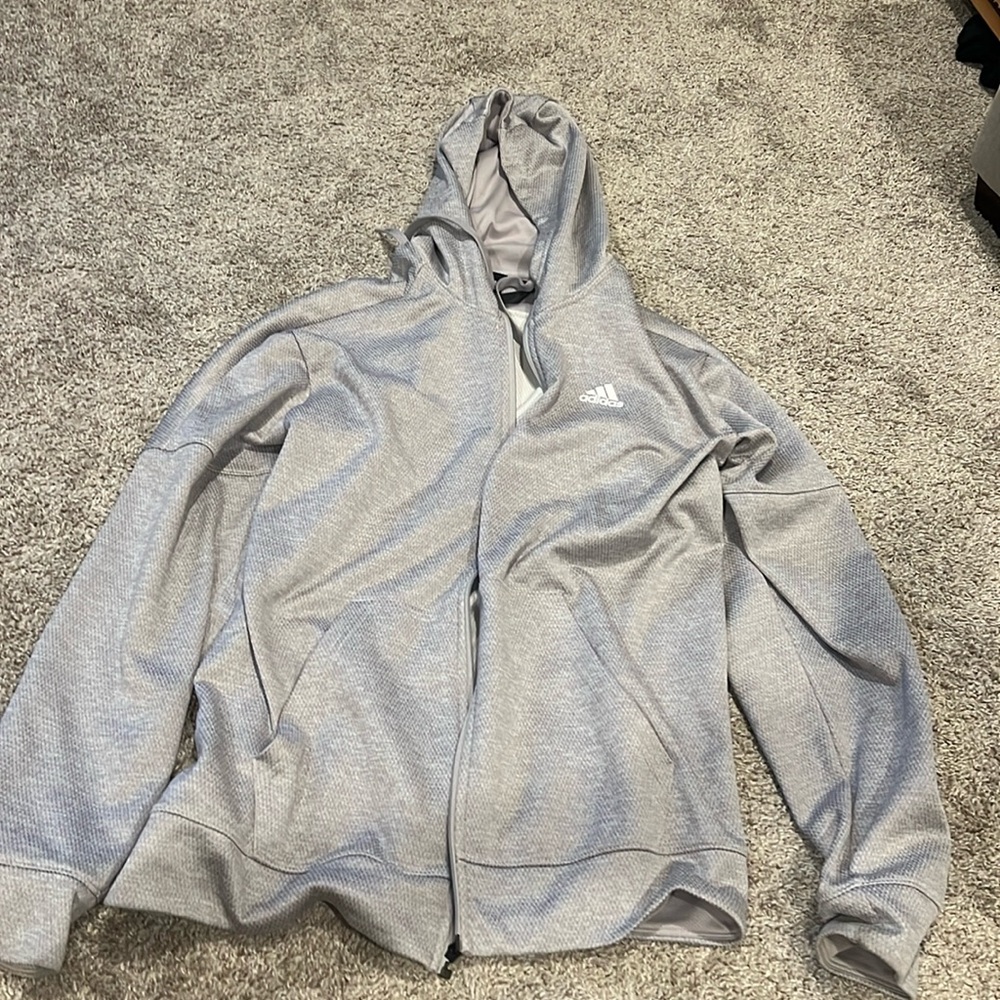 Men’s Gray Adidas Climawarm Hoodie Large in Excellent Conditon